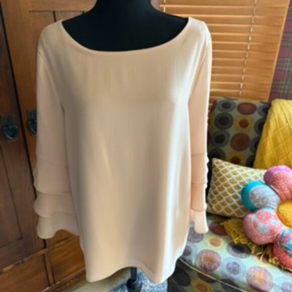 Calvin Klein Pale Pink Ruffled Sleeve Blouse Size Large - Picture 4 of 8